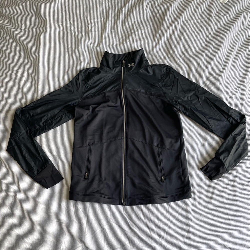 Under Armour Black Performance Jacket with High Collar and Full-Length Zipper